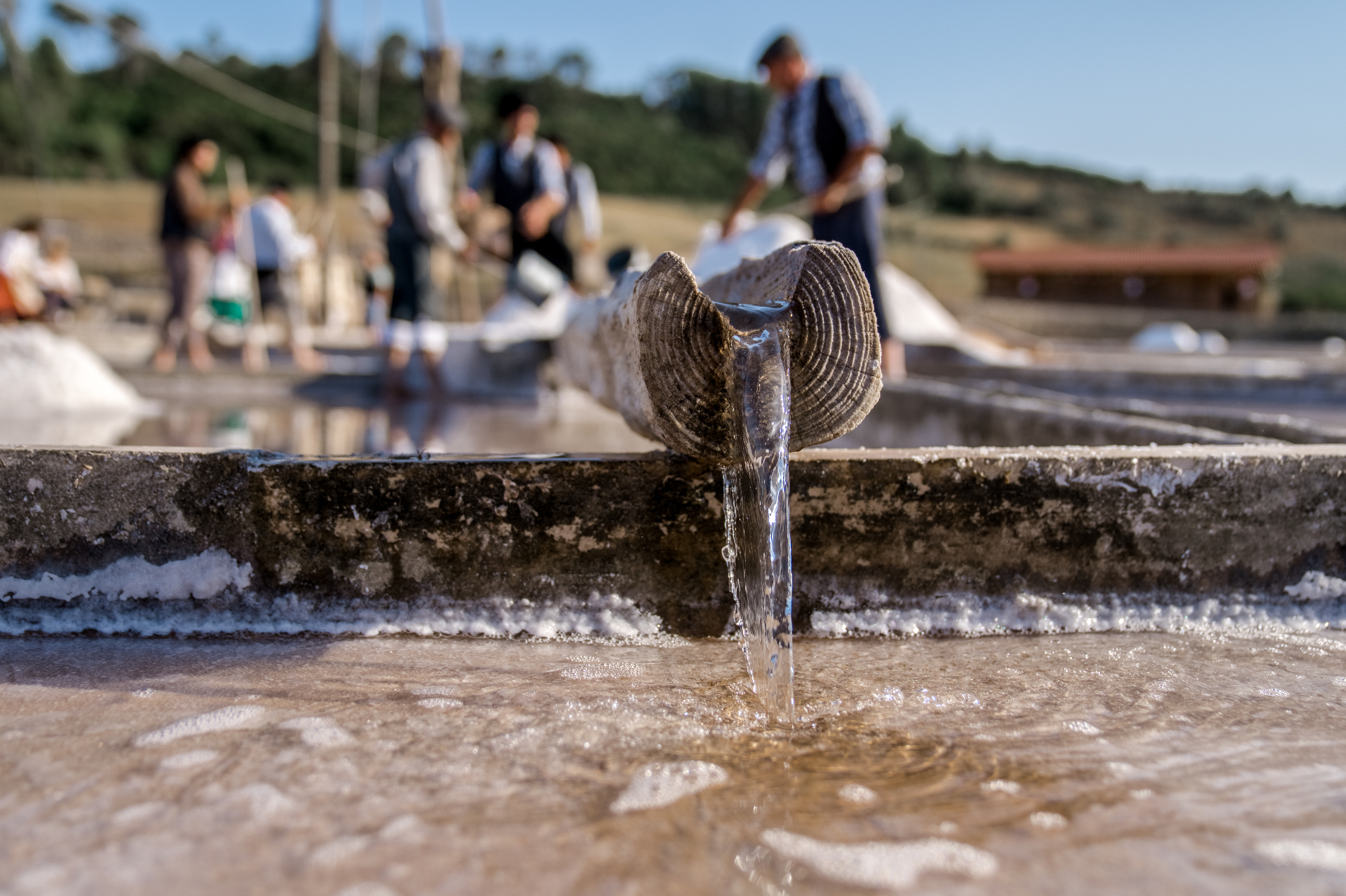 Natürliche Quellsole tritt im Brunnen der Saline zutage
